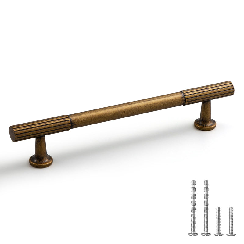 YAGU 6 Pack Antique Brass Kitchen Cabinet Pulls 5 Inch(128mm) Hole Center Solid Vintage Bronze Dresser Drawer Handles Aged Furniture Hardware for Cupboard Wardrobe Closet Vanity 5''/128MM Hole Center