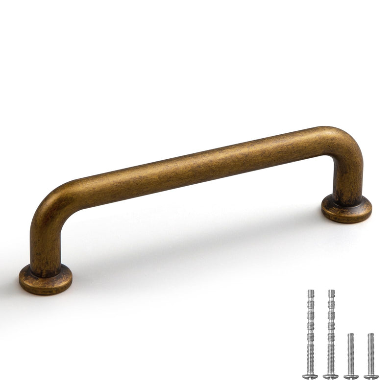 YAGU 10 Pack Antique Brass Dresser Drawer Pulls 3-3/4 Inch(96mm) Hole Center Solid Aged Bronze Kitchen Cabinet Handles Furniture Vintage Hardware for Cupboard Wardrobe Closet Vanity 3.75''/96MM Hole Center