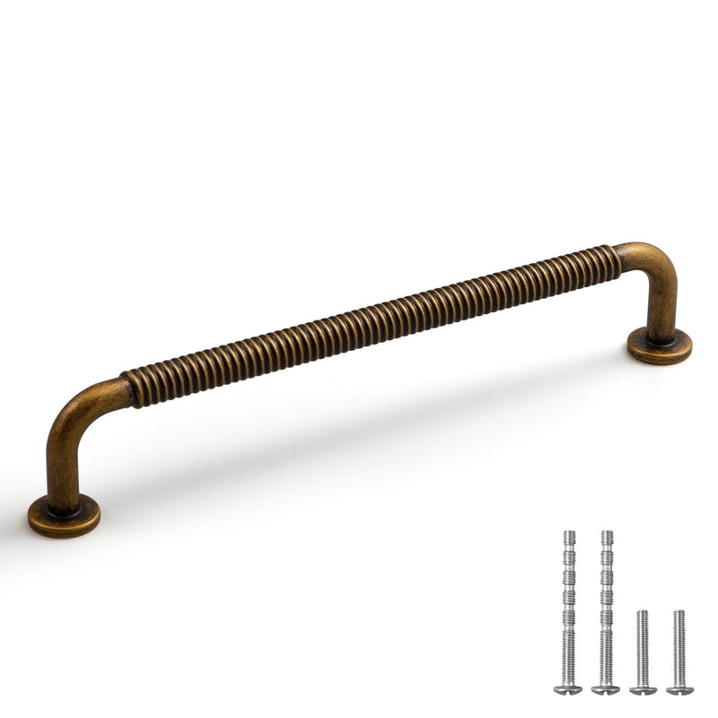 YAGU 6 Pack Antique Brass Kitchen Cabinet pulls 6.3 Inch(160mm) Hole Center Solid Vintage Bronze Dresser Drawer Handles Furniture Aged Hardware for Bathroom Cupboard Wardrobe Closet Vanity 6.3''/160MM Hole Center