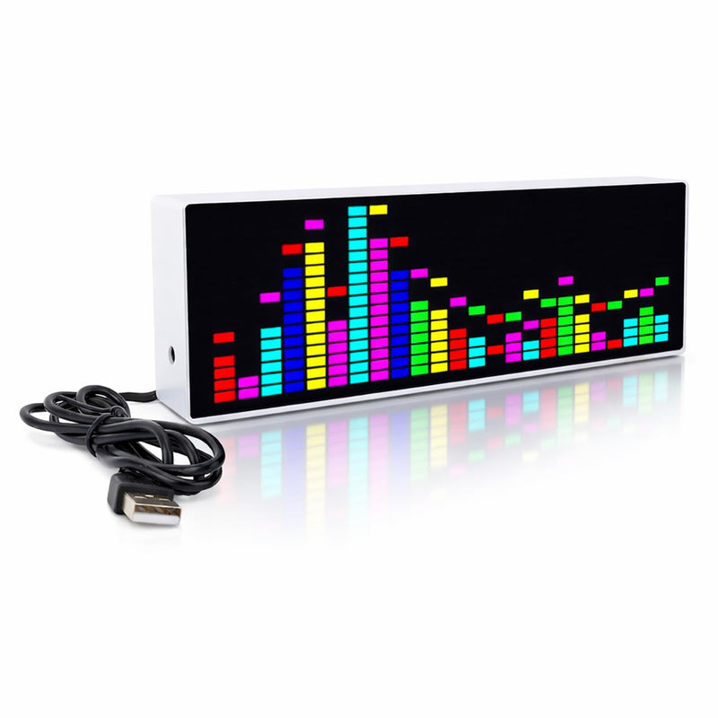 384 LEDs Music Spectrum Display, Audio Spectrum Analyzer Delivering 84 Dynamic Effects, Voice Controlled Rhythm Light with Electronic Clock Function