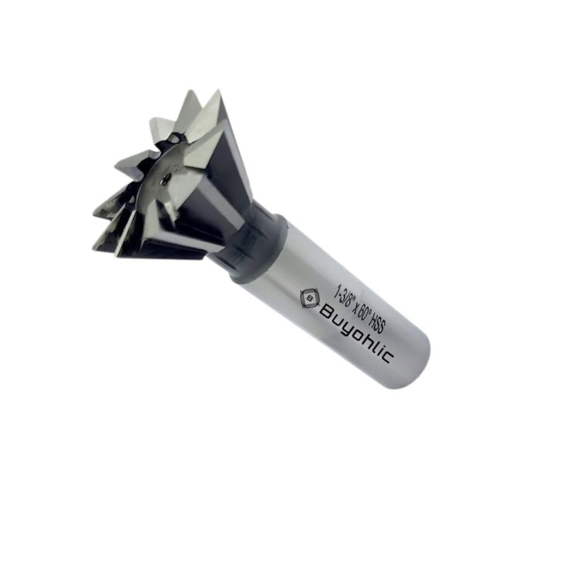 Dovetail Cutter HSS 60° – Durable Double-Edged End Mill Tool for Metalworking & Machining (1-3/8" x 60° – HSS) 1-3/8" x 60° – HSS