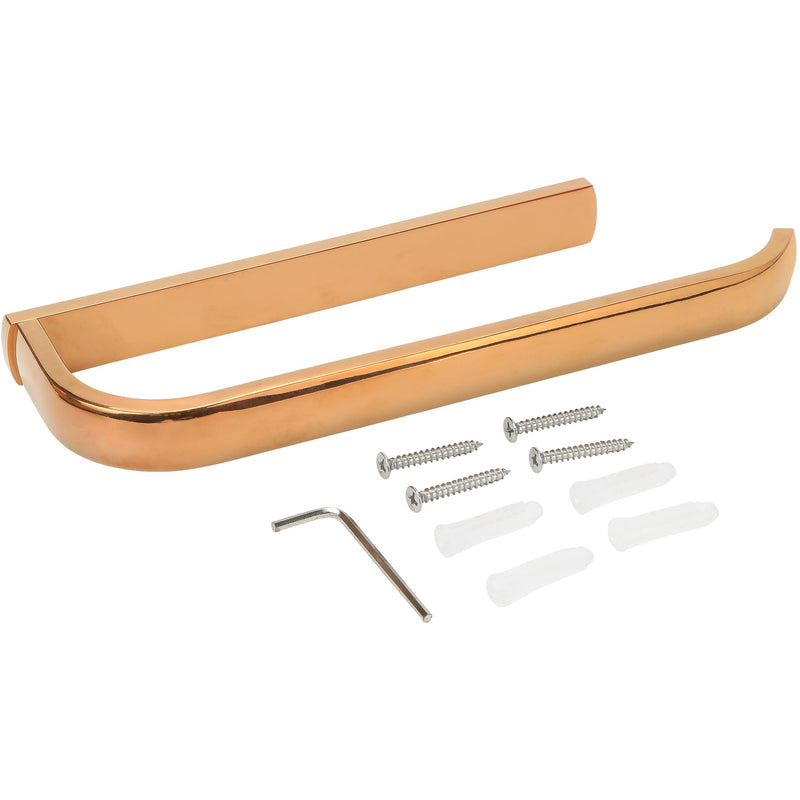 Rose Gold Hand Towel Bar Holder – Wall Mounted Towel Rack, Under Cabinet Kitchen Rust Proof Brushed Brass Bar, European-Style Polished Decor Bathroom Hardware Accessory (Copper, 1 Pack)