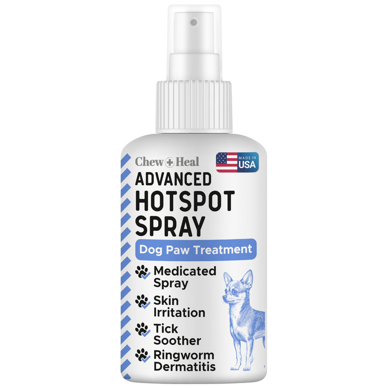 Chew + Heal Labs Medicated Dog Paw Spray - 8 oz Advanced Chlorhexidine Hot Spot Treatment Spray with 1% Ketoconazole 2% Chlorhexidine for Dogs - Good for All Breeds - Made in the USA