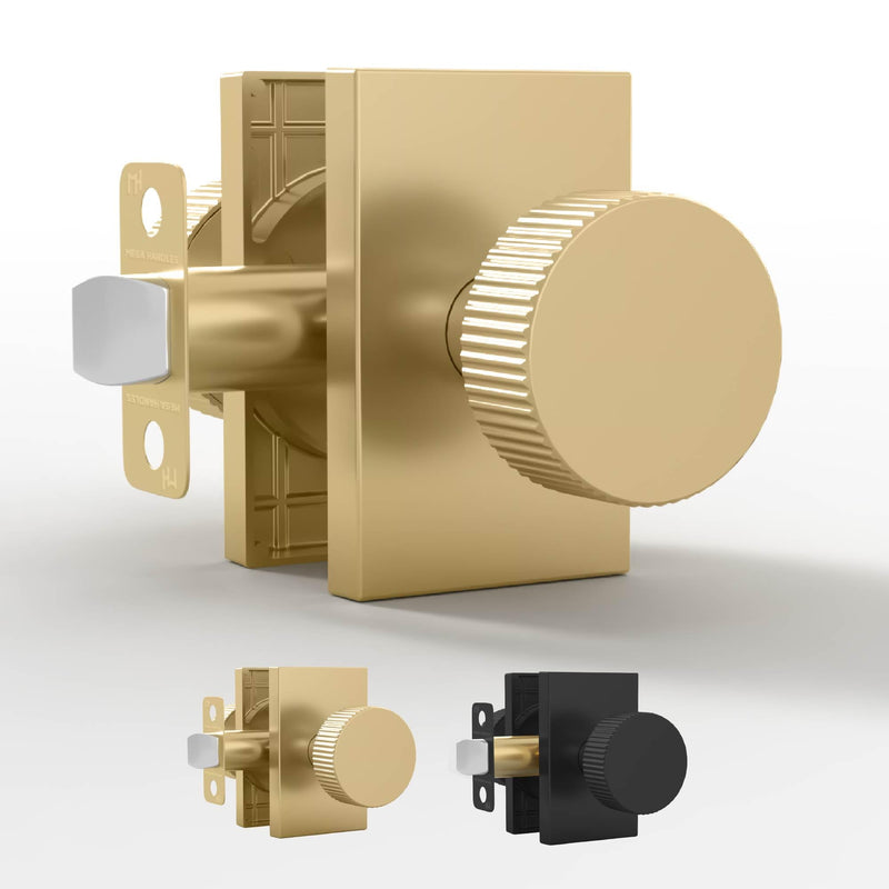 Mega Handles Ribba Passage Door Knob Gold (1-Pack) - Hallway No Lock Satin Brass 1