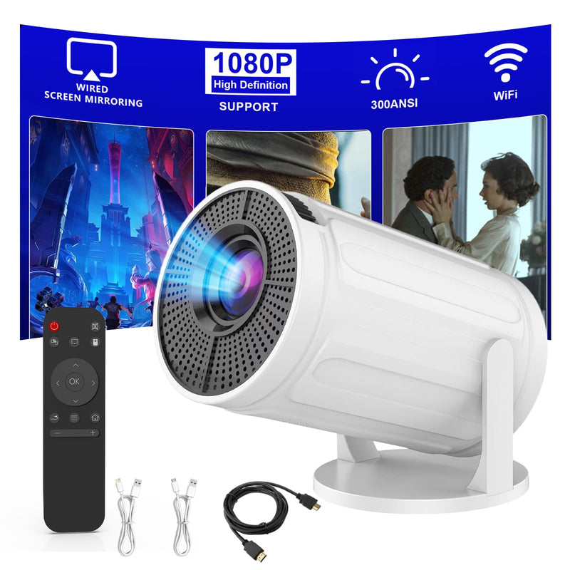 Wireless Mini Projector with WIFI, 4K 1080P Support Portable Projector 180° Rotatable. 17"-130" Screen Movie Projector. Compatible for Smartphone, Laptop, PC（No App） RY008-No App