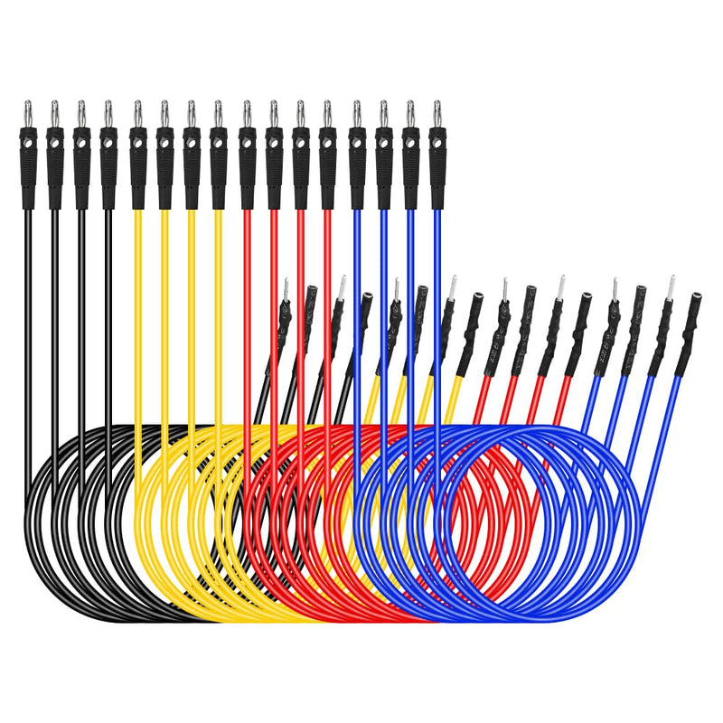 16 Pieces Banana Plug Jumper Wires Kit, 4mm Stackable Test Leads, Male to Female Multimeter Test Lead Set, for Universal Breadboard/Electrical Testing