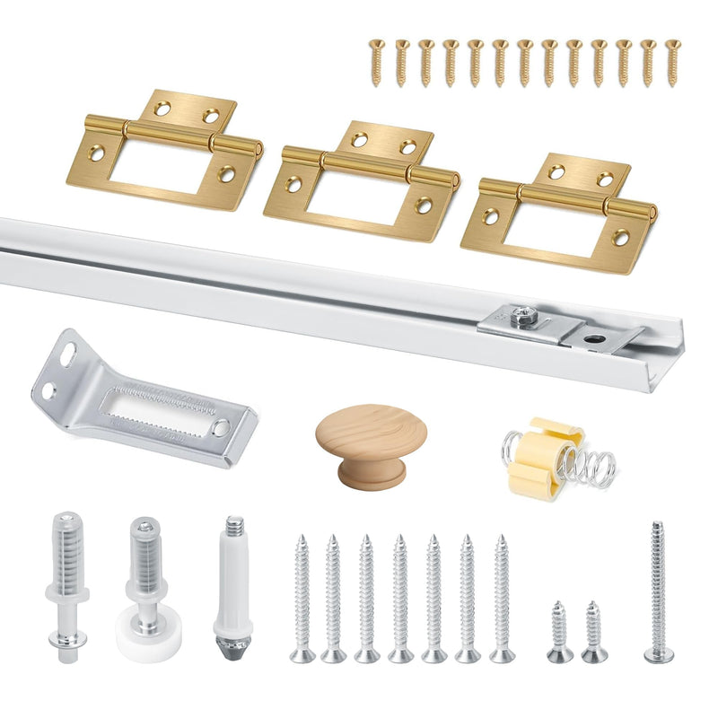 24 Inch Bifold Door Hardware Kit with Track, Closet Door Track Repair Tool Kit, Metal Track Kit for Bi-fold Door Use (24 Inch) 24 Inch