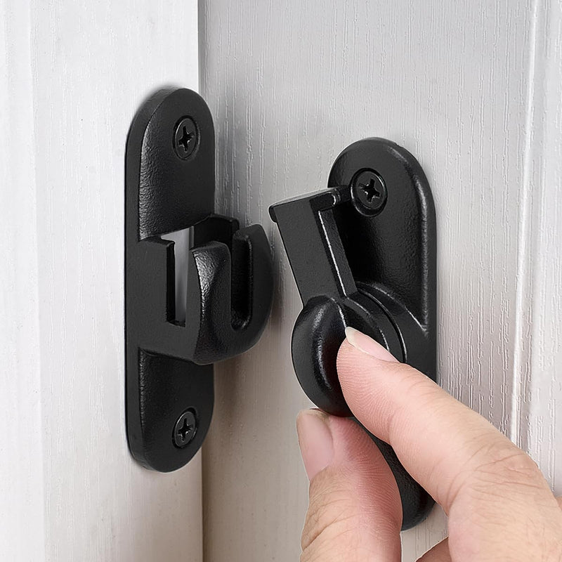 Matte Black Barn Door Latches,90/180 Degree Gate Lock,Zinc Alloy Right Angle Door Lock Latch,Flip Gate Latches Hardware,Door Security Door Latch Lock fo Cabinets,Bathroom,Barn Door Matte Black 1