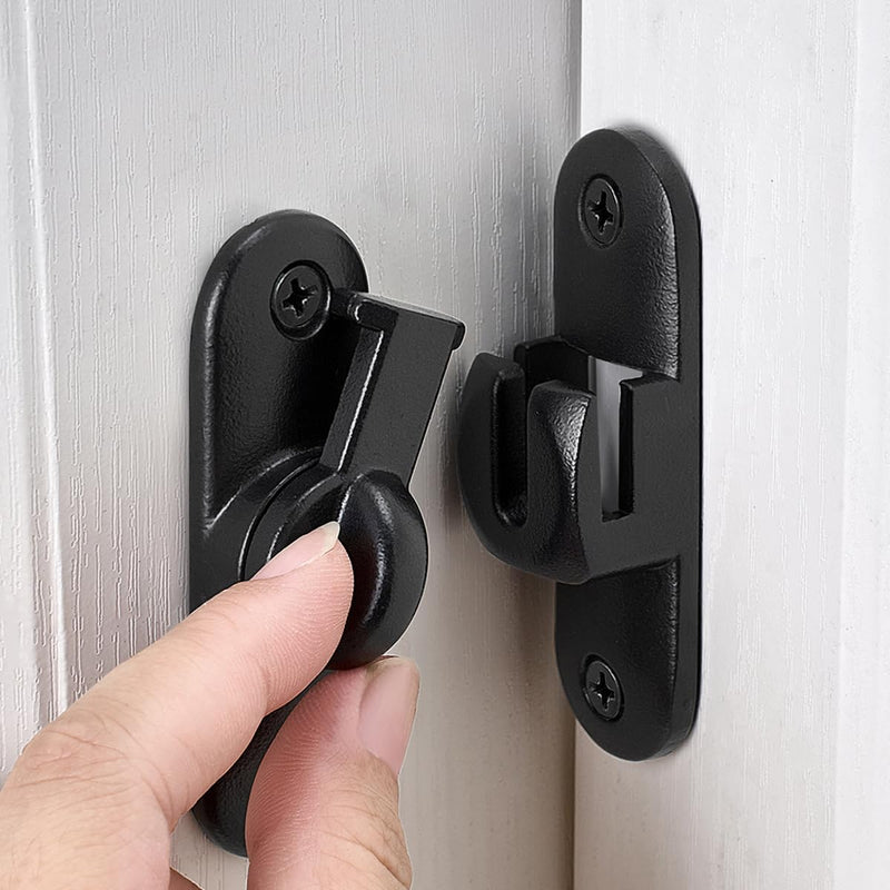 Matte Black 90/180° Barn Door Latches，Right Angle Door Lock,Zinc Alloy Flip Latch for Cabinets, Barn, Bathroom,Windows, Gardens, Cabinets and Small pet Cages Matte Black 1