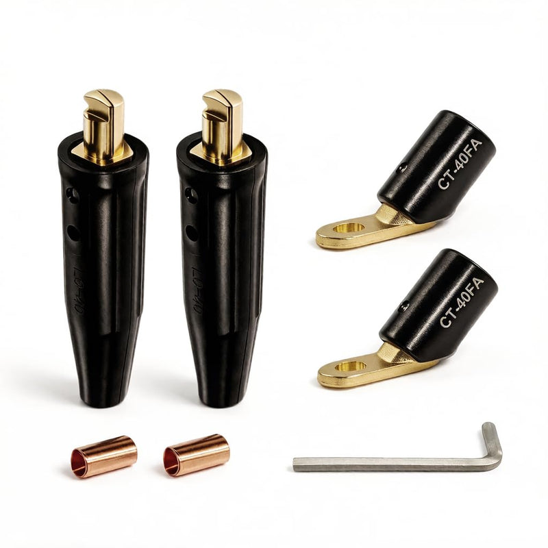 2PCS LC-40 Welding Cable Connectors and 2PCS CT-40FA Welding Terminals, Welding Leads Quick Connector 1/0 and 2/0(50-70mm²) Cable Size Capacity for Welding Machine Accessories, Cable Joint