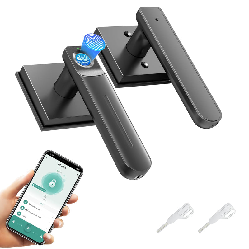 Fingerprint Door Lock & Biometric Door Knob with App – 3-in-1 Keyless Entry Smart Door Lock with Auto-Lock & Interior Lockable, Secure Your Home, Office, Bedroom & Apartment Black