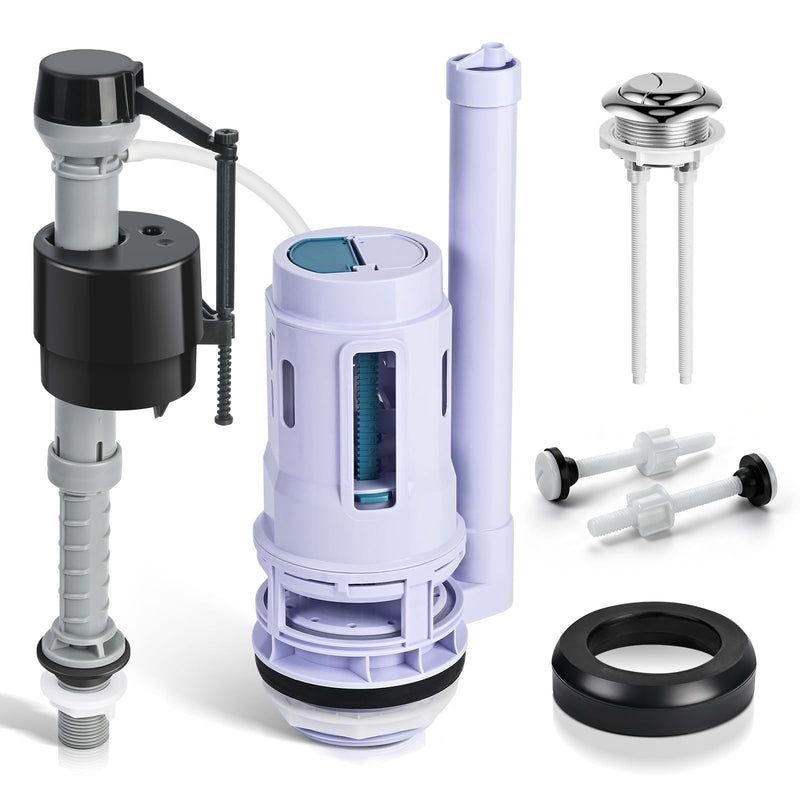 3-Inch Dual Flush Valve Replacement Kit for 2-Piece Toilets, Universal Toilet Repair Kit with Push Button, Fill Valve, Gasket & Bolts,Compatible with Glacier Bay, American Standard, and Toto 3 Inch