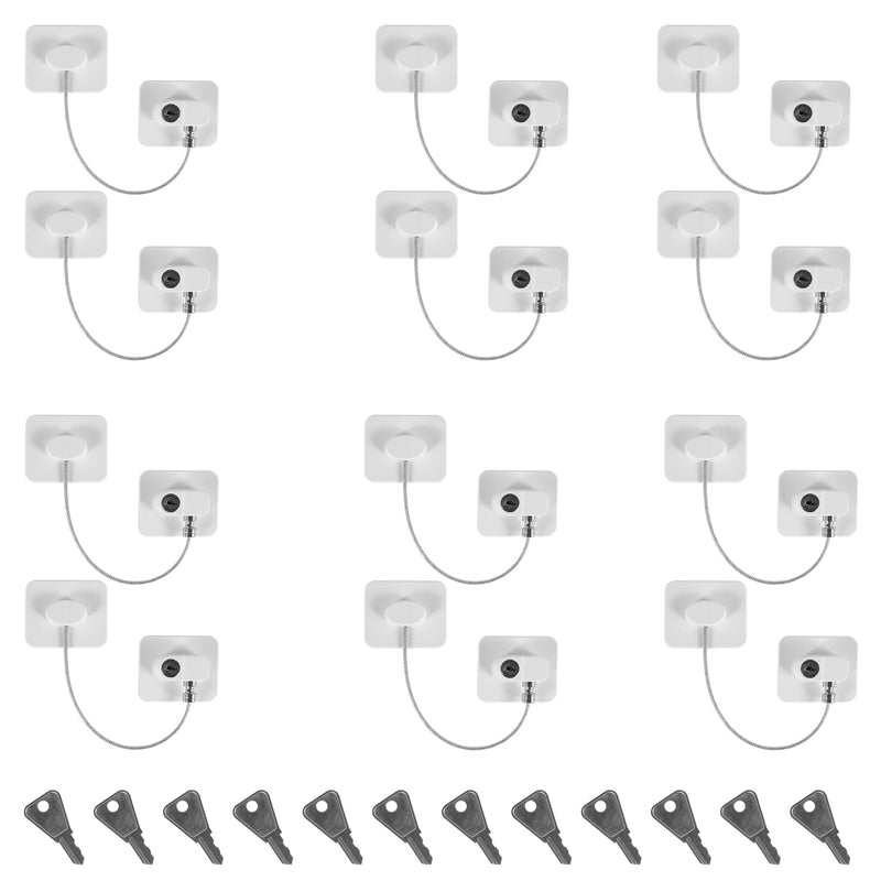 12 Pack Refrigerator Lock with Key, Adhesive Fridge Lock Combination, Freezer Locks and Child Safety Cabinet Door Locks, Window, Adult File Drawer, Closet, Kitchen Appliance, Furniture (White) 12 pack