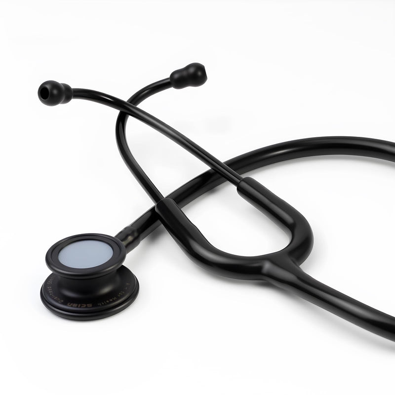 SCIAN Dual Head Stethoscope with Ear Tips, Professional Stethoscopes for Doctors, Nurses, Medical Nursing Students, Clinical Student Use, Classic Stainless Steel Stethoscope Kit, Black Tube