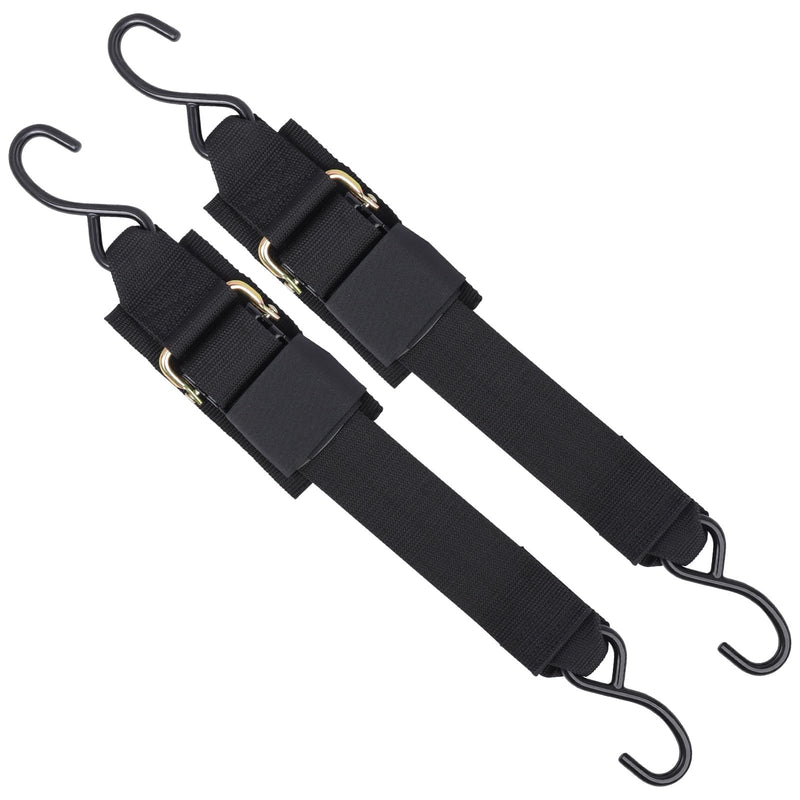 Boat Trailer Tie Down Straps, for Yamaha Watercraft PWC Adjustable Boat Trailer Straps, with Quick Release Buckle & Anti-Scratch Hooks 2 Inch x 24 Inch for Trailer、Boat or Kayak Secure - 2PCS (Black)