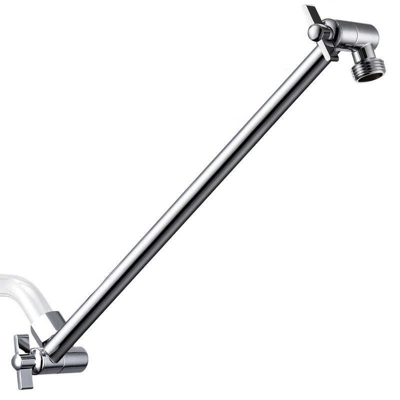 G-Promise 13.5 Inch All Metal Shower Head Extension Arm, Adjustable Extender with Locking Screw for Rise or Lower Rainfall and Fixed Shower Head, Universal G1/2 Connector Replacement Part (Chrome) Chrome
