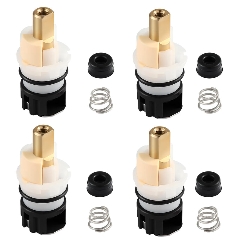 4 Pack RP25513 Faucet Stem Replacement, Compatible with Delta Two Handle Faucet and RP24096 Faucet Cartridge, Faucet Repair Kit, with RP24097 Turn Stop 1/4 and 4 × RP4993 Seat and Spring