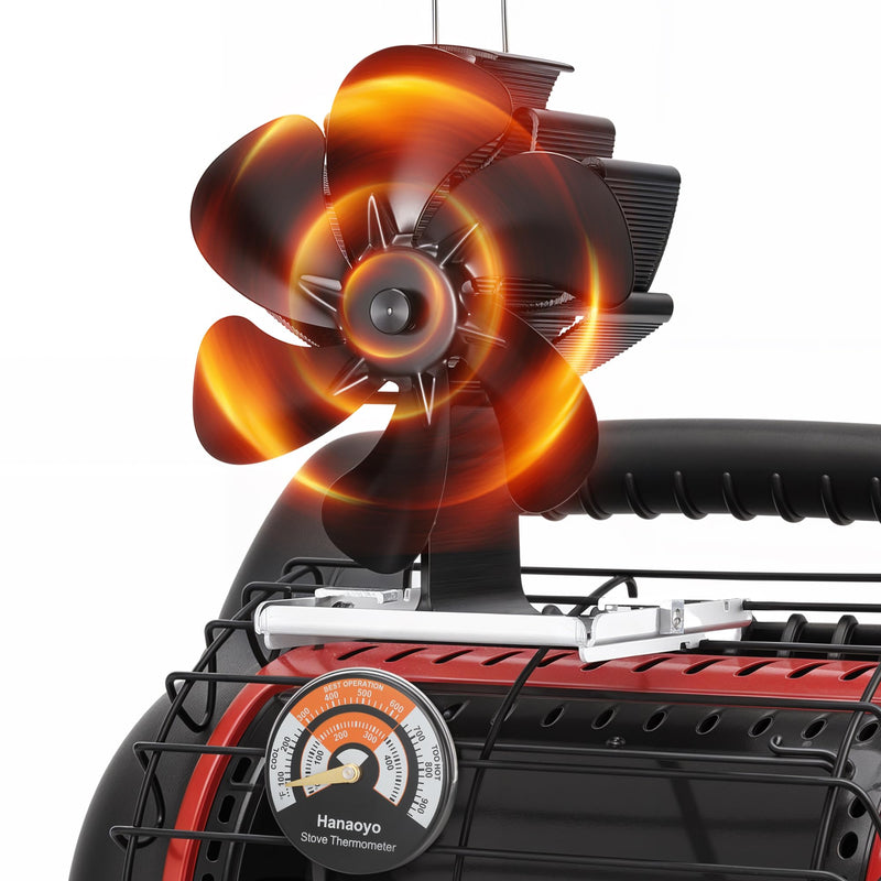 Hanaoyo Wood Stove Fan Compatible for Buddy Heater, Heat Powered Stove Fan with Bracket for Heaters, Thermal Fireplace Fan Non Electric for Camping/Picnics/Pellet/Wood Burning Stove