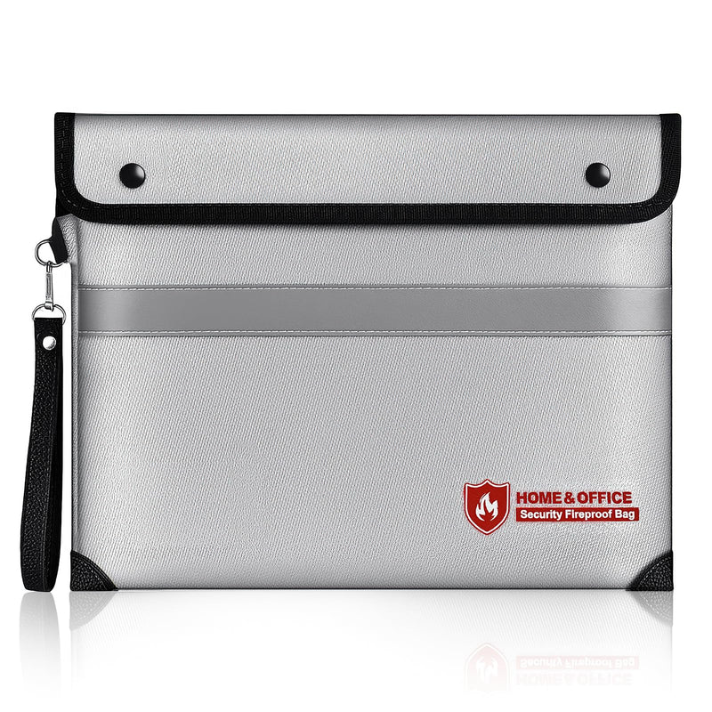 Fireproof Document Bag with Waterproof Zipper,6200°F Insulated Fire Water Proof Money Pouch,Fireproof Envelopes for Cash,Fire Proof Bag for Important Documents, Valuables(14.2"x11.4",)