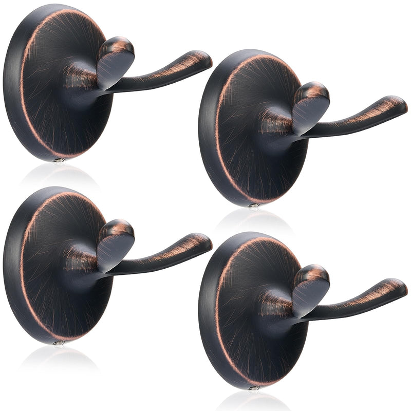 4-pack Oil Rubbed Bronze Double Robe Hooks, Heavy Duty Oil Rubbed Bronze Bathroom Accessories, Towel & Robe Hooks for Bathroom, Towel Hook Wall Mounted with Hardware