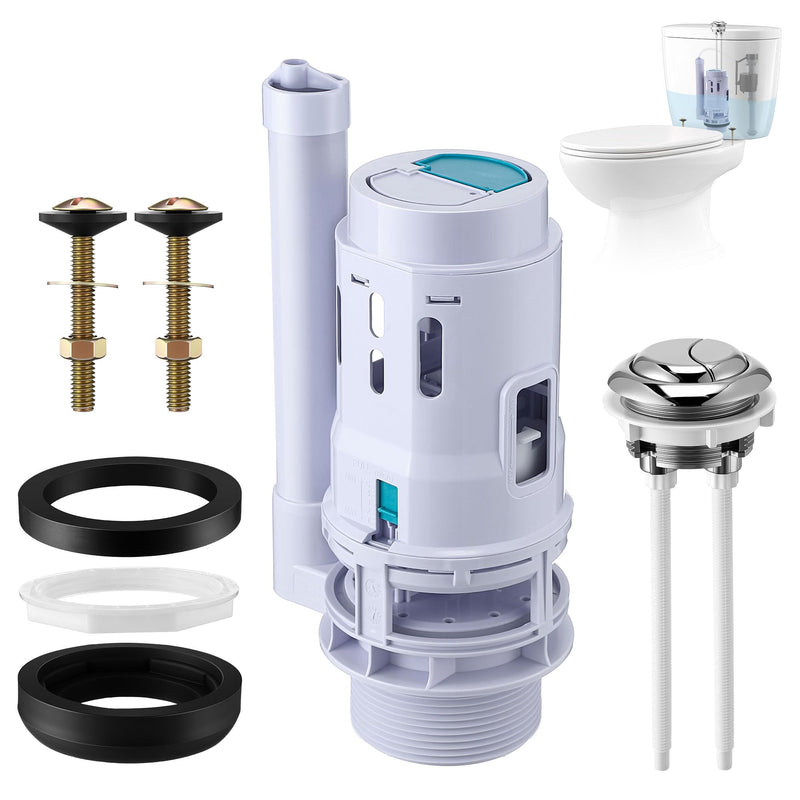 Saillong 3 Inch Dual Flush Valve Replacement Kit with Top Push Button, Tank to Bowl Gasket and Bolts, Toilet Repair Kit Inside Tank for 2 Piece Toilet, Easy to Install(1 Pack) 1