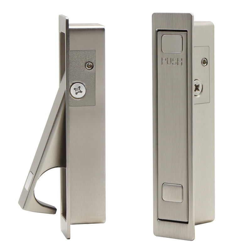 Dontay Pocket Door Pull Handle, Press Finger Edge Pull, Push Flush Mount Doors Pull for Pocket Sliding Doors, Recessed Rectangular Bypass Door Hardware, Cabinet Pull(2, Brushed Nickel)