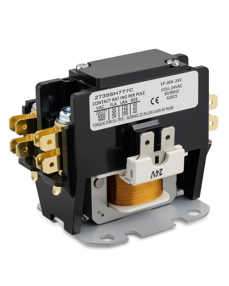 C25CNB130T Definite Purpose Contactor Fit for GE CR453CC3HAA Furnas 45EG10AJA Allen Bradley 400-DP30NJ1, Type C25 1 Pole, 30A 24V