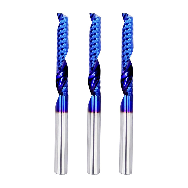 VIC002 3PCS Single Flute End Mill Solid Carbide Upcut Spiral CNC Router Bit Milling Cutter for Aluminum Plastic Acrylic PVC MDF (up Cut, 3PCS 1/4S*1/4D*1-1/2CL*3OVL) up cut