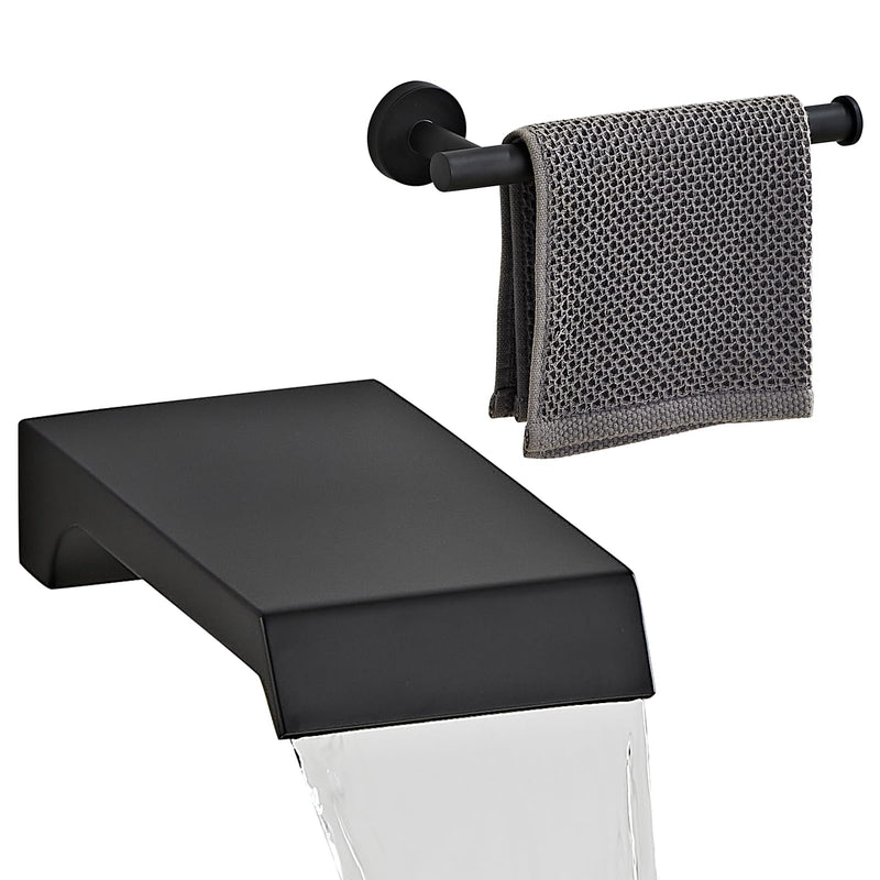 AITANI Wall Mount Waterfall Tub Spout, Bathtub Shower Faucet for Bathroom, High Flow Bathtub Cascade Waterfall Spout Fixtures Bathroom Bathtub Faucets, Matte Black Black 1