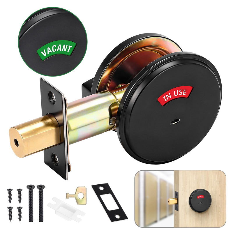 Bathroom Deadbolt with Occupancy Indicator, Vacant Occupied Bathroom Lock, in-Use/Vacant Commercial Deadbolt, ANSI Grade 2 Privacy Indicator Lock for Restrooms, Black
