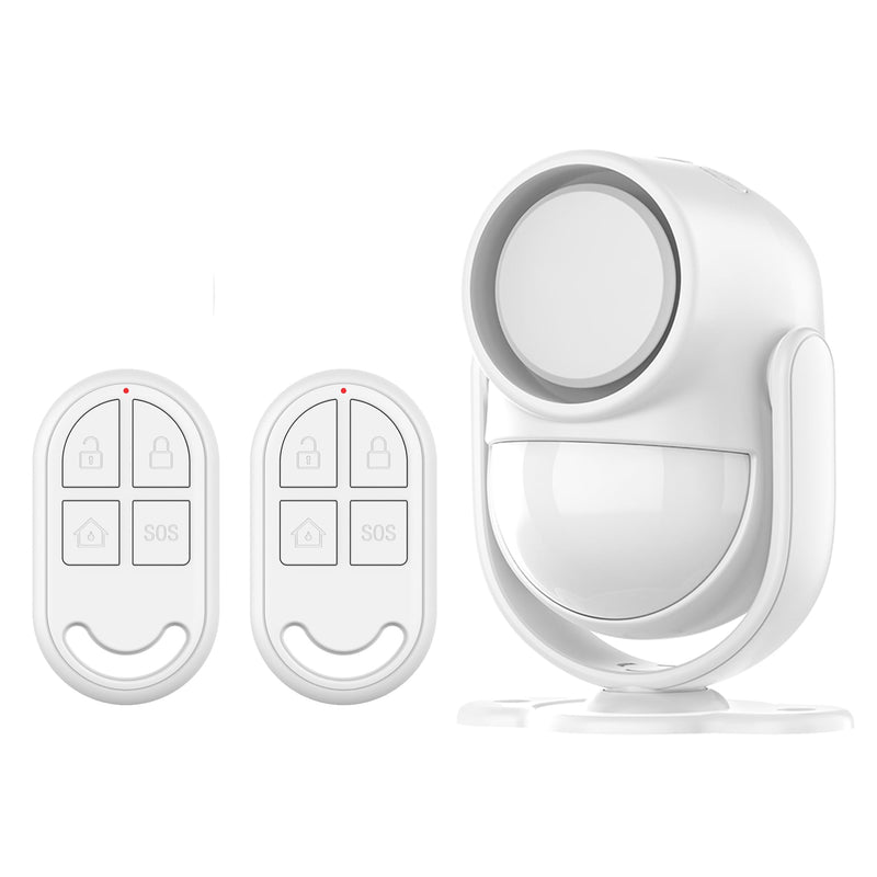 125dB Wireless Security Alarm System with 328ft Remote & 40ft PIR Motion Sensor - Indoor/Outdoor Siren Alarm for Home, Garage, Warehouse, Store - Battery Included (White)