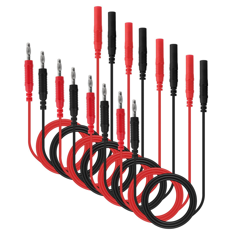 UMLIFE 8PCS Multimeter Test Lead Extension Male to Female Connector 4mm Banana Plug to Jack Heavy Duty 14AWG Silicone Wires Meter Leads Probes 3.3 Ft