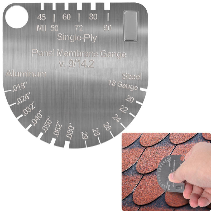 Upgraded Panel & Membrane Gauge Shingle - Stainless Steel Thickness Caliper for Metal Roofing, Shingles, Single/Dual-Ply Membranes | Replaces Shingle Gauge, Accurate Roof Inspection Measurement Tool