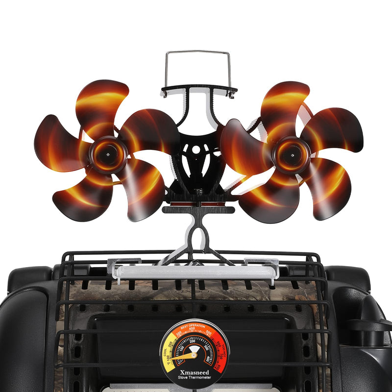Wood Stove Fan Compatible for Buddy Heater, 10 Blades Heat Powered Fireplace Fan with Bracket Compatible for Heaters, Camping Outdoor Indoor Use，Non Electric Large 10 Blades with Bracket