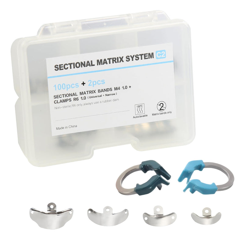 Dental Sectional Matrix System with NiTi Clamp Ring Contoured Bands C2 | Nickel-Titanium Clamp Ring, Resin Holder Clip Ring