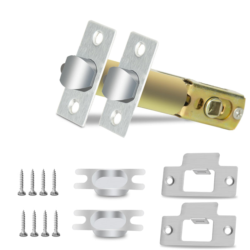 Entry Door Lock Latch Deadlatch Bolt deadbolt Latch Adjustable 2-3/8" or 2-3/4" Size 60/70mm Fit 45° Rotating Angle Door Lock and Lever Door (2, 45D)
