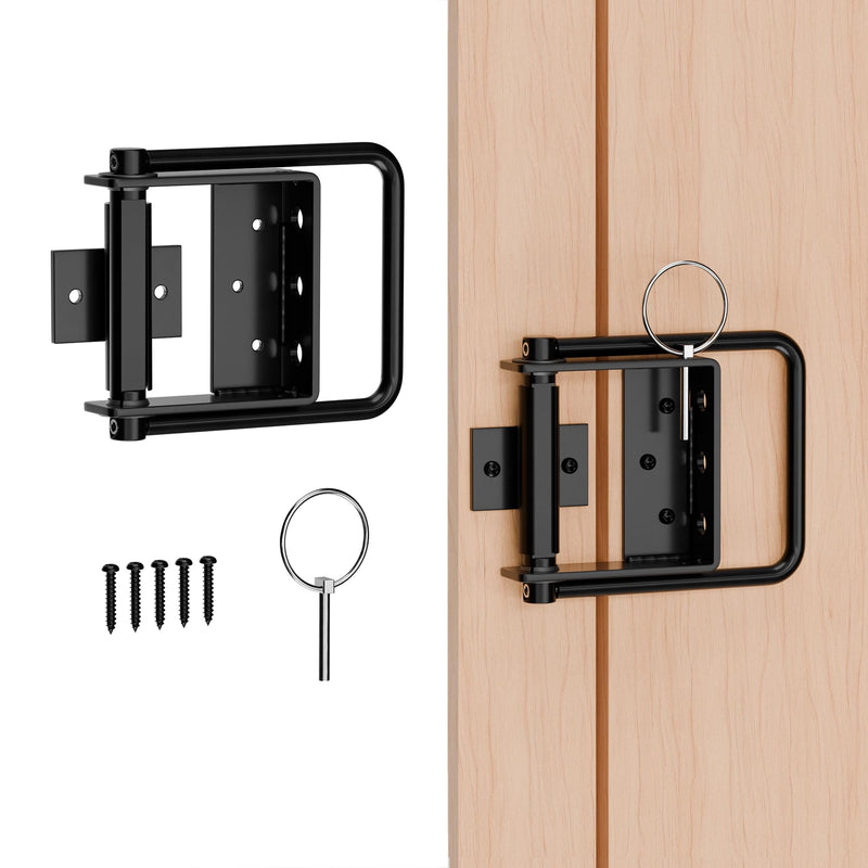 Heavy Duty Gate Latch with Handle, Side-to-Side Swinging Barn Door Latch, Black Fence Gate Latch for Wooden Fence, Shed Door, Integrated Design