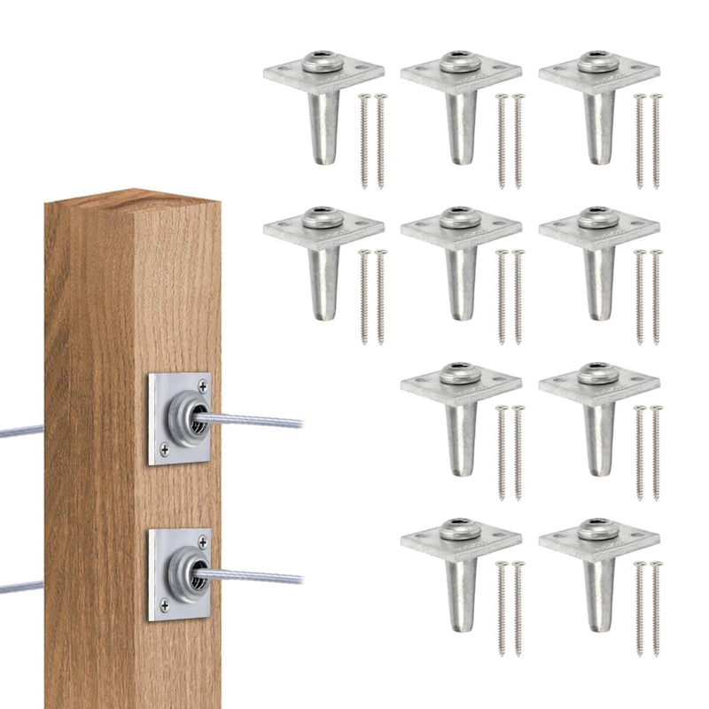 10Pcs Aluminum Trellis, Anchors Wire Tighteners Includes Screws | One Way Wire Tightening Anchors for 8–11 Gauge Wire, Vineyard Fence Trellis Support System, Heavy Duty Use