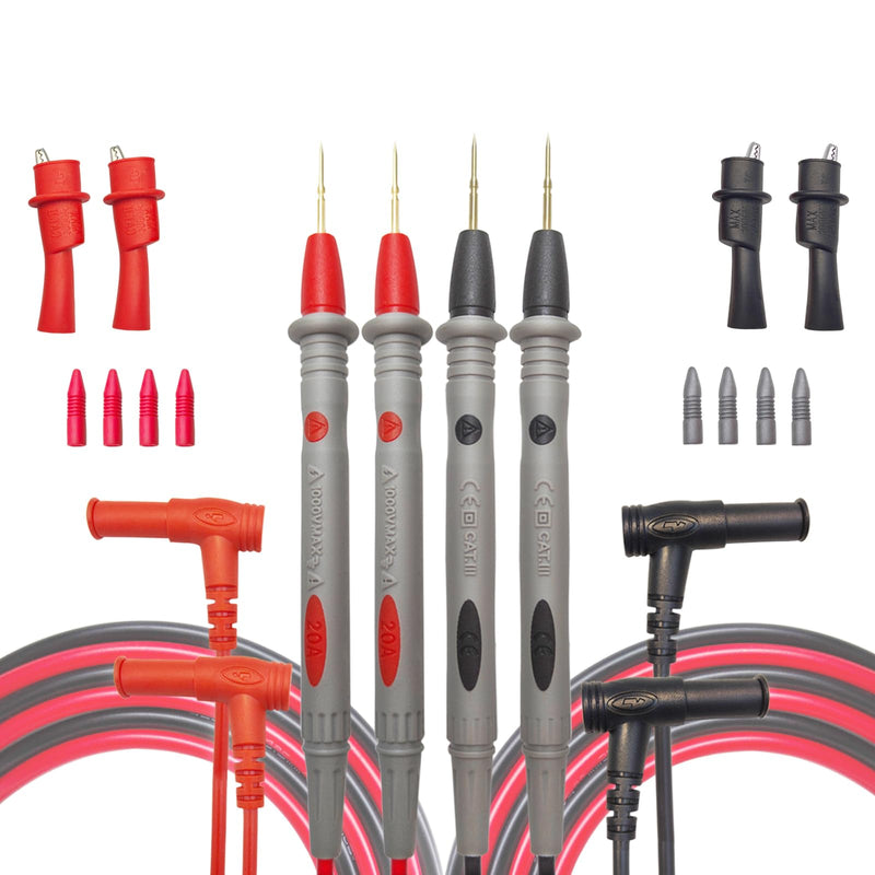 2 Pack Eiranoly Professional Multimeter Test Leads 1000V 20A, Test Leads Kit, Ultra-Sharp Gold-Plated Probes, Silicone Meter Leads for Fluke, AstroAI, Klein Multimeter & Automotive Testing (Upgraded) 2