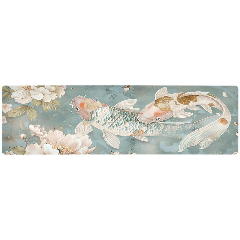 Blue Pink Japanese Flowers Fish Realistic Simple Style Trivet Table Runner Heat Resistant 230F for Hot Dishes Pots Plates Kitchen Dining Table Protector Decorative 39.37 X 11.8 Inch Blue Pink Japanese Flowers Fish Realistic Simple Style