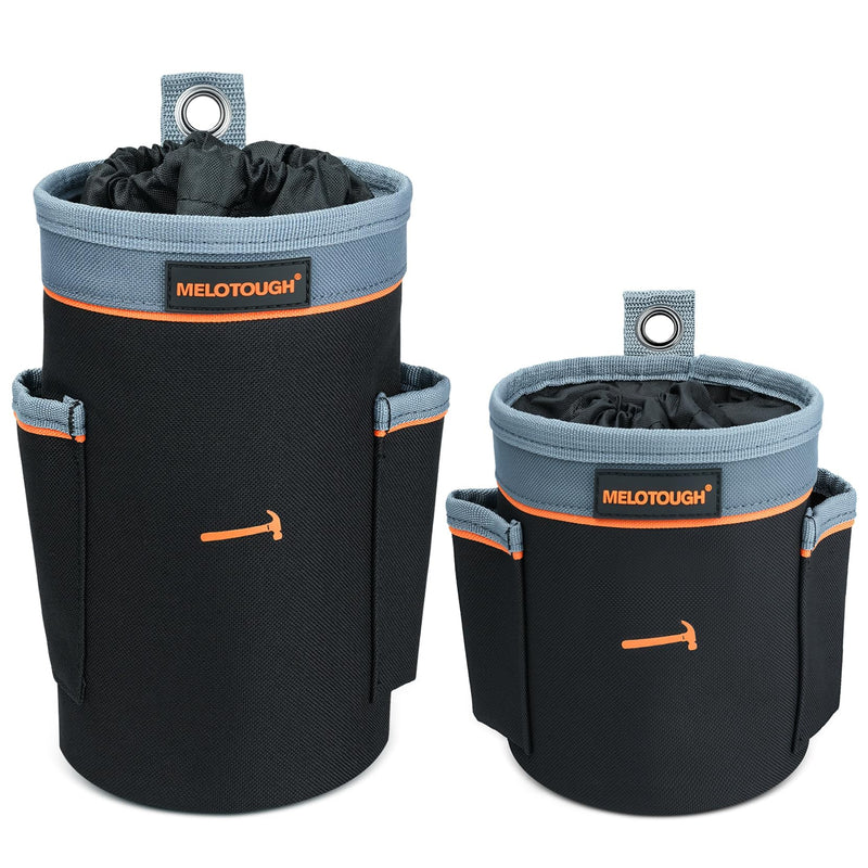 MELOTOUGH Tool Pouch Multi-Pack | Screw, Nail & Bolt Bag Set in 2 Sizes | Clip-On for Tool Belt & Vest | 1, 2 & Combo Pack, 600D Nylon Mixed 2 Pack