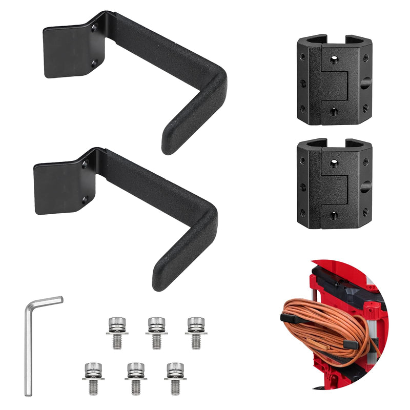 BYERN AUTO Extension Cord Holder Compatible with Milwaukee Packout Toolbox, Space-Saving Organizer with Corner Rail Clips, Fits Tool Box & Ropes, Holds Up to 50ft Cord, Efficient Cord Storage Access Black1