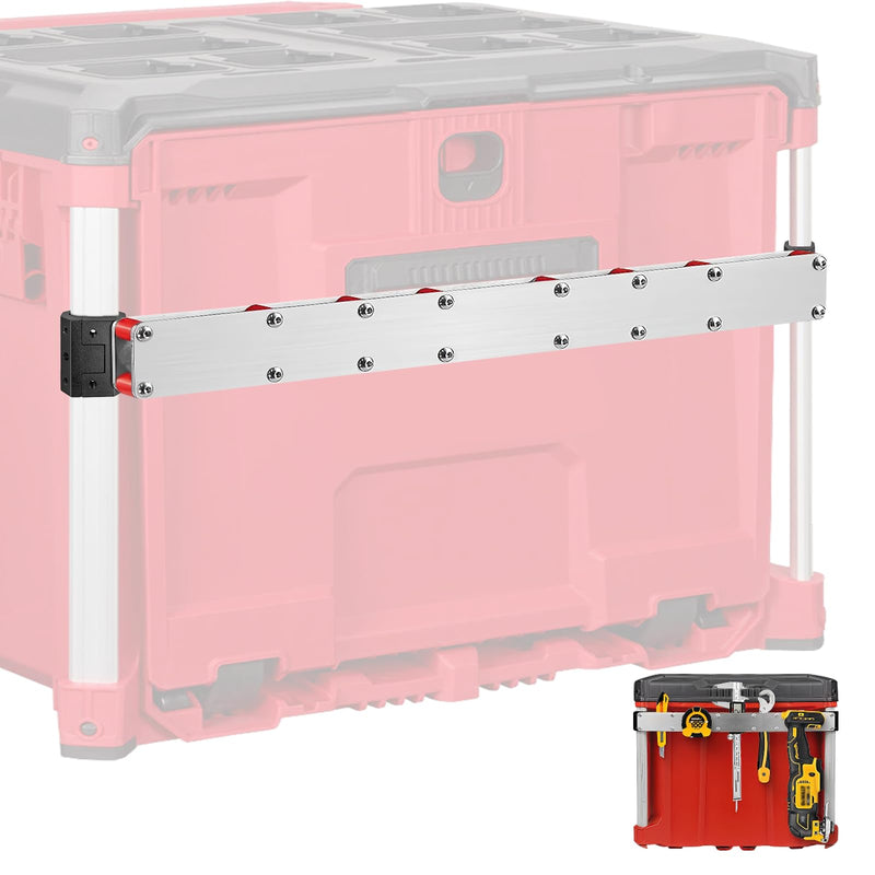 Power Drill Holder Compatible with Milwaukee Packout Toolbox, Locking Stainless Steel Tool Holder Side Mount, Hanging Tape Measure Screwdrivers Wrenches, No Drilling Organizer for Packout Accessories