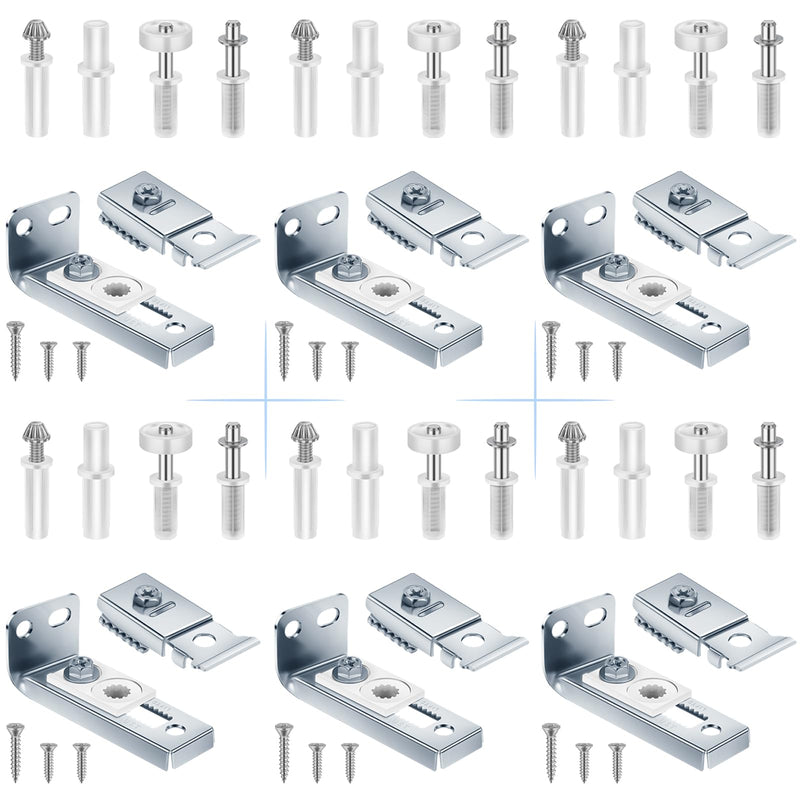 6 Pack Bifold Door Hardware, Folding Closet Doors Repair Kit, Bi Fold Closets Kits with Top and Bottom Bracket, Guide Wheel & Pivot, Fits 7/8" to 1" Track 6 Pack Sliver