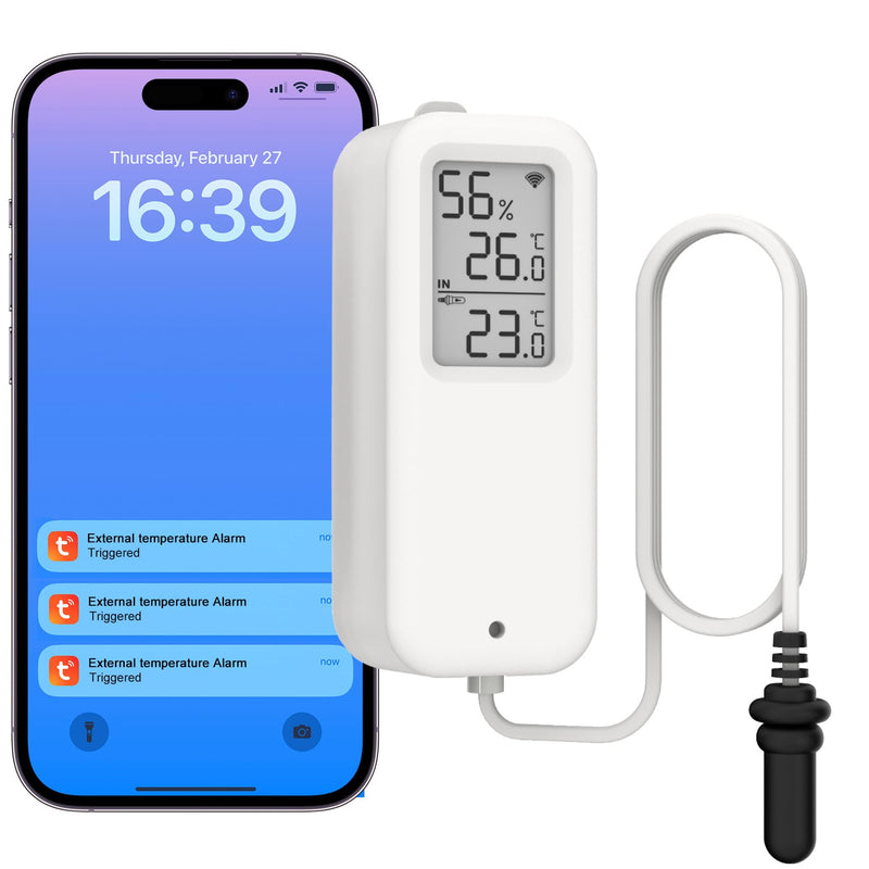 Daytech WIFI Freezer Thermometer with Room Thermometer and Freezer Alarm WiFi Temperature Sensor with App and Email Alerts for Fridge Fish Tank Pet Cage Wine Cellar Greenhouse 1 Pack (No Hub Required) Freezer Thermometer 1 Pack - NewNest Australia