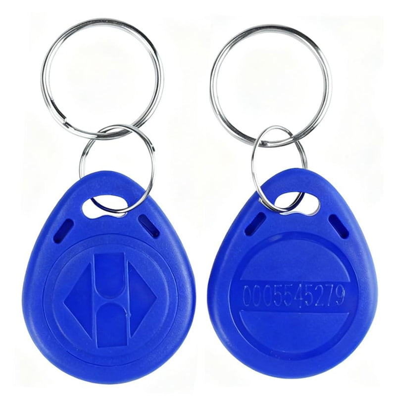 125KHz RFID Keychain Proximity ID Card Token Tag Keypad Card for Access Control System Security Lock Wholesale, Read Only (Blue) (100) 100