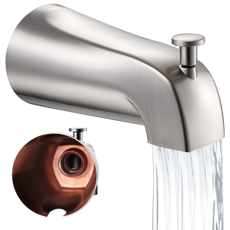 Universal Bathtub Tub Spout with Diverter, Wall Front Mount Tub Faucet Spout 1/2" IPS Thread, Compatible with Westbrass E531D-1F-62 Replacement (Brushed Nickel) Brushed Nickel