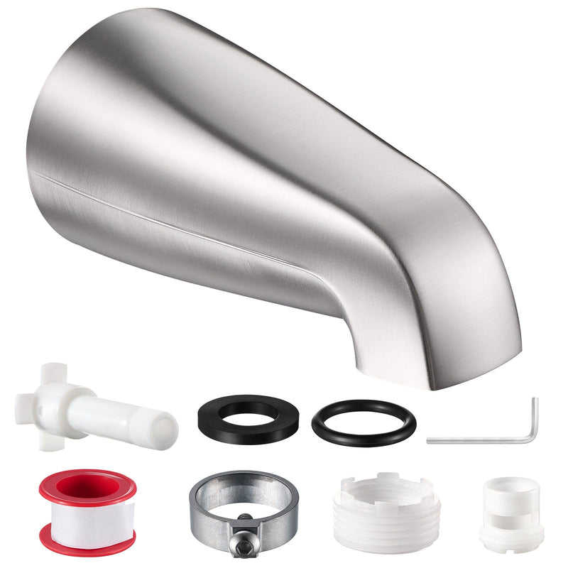 Universal Bathtub Faucet Tub Spout – Fast-Fill, No-Leak, Easy Install Metal Tub Faucet Replacement, Fits 1/2" Slip-Fit Copper Pipe and 1/2" IPS & 3/4" IPS Thread Connections (Brushed Nickel) Brushed Nickel
