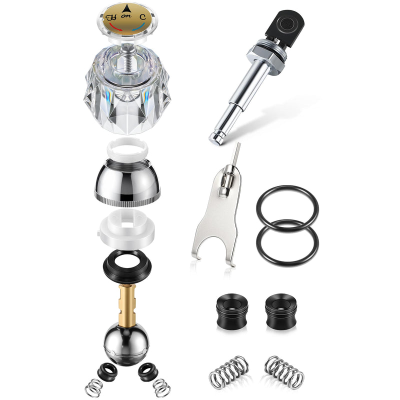 Acrylic Single Handle Trim Set with Push Button Diverter, Compatible with Delta 600 Series Shower Valve, Includes Stainless Steel Ball Valve, Clear Knob and Diverter Stem
