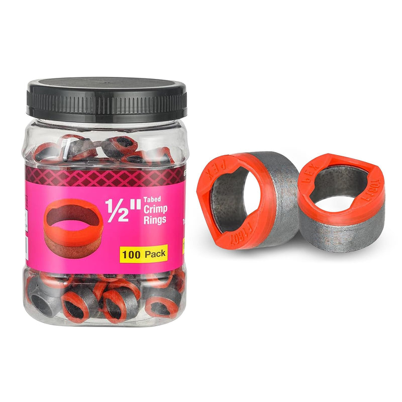 100Pack Seelink 1/2" Bottled Tabbed PEX Crimp Copper Rings(CLAMP042-100) 100 1/2 Inch